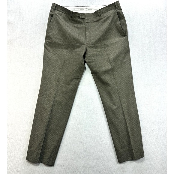 Santorelli Romeo Dress Pants 40x31 Lot of 2 Brown/Blue 100% Wool Italy - Picture 3 of 16